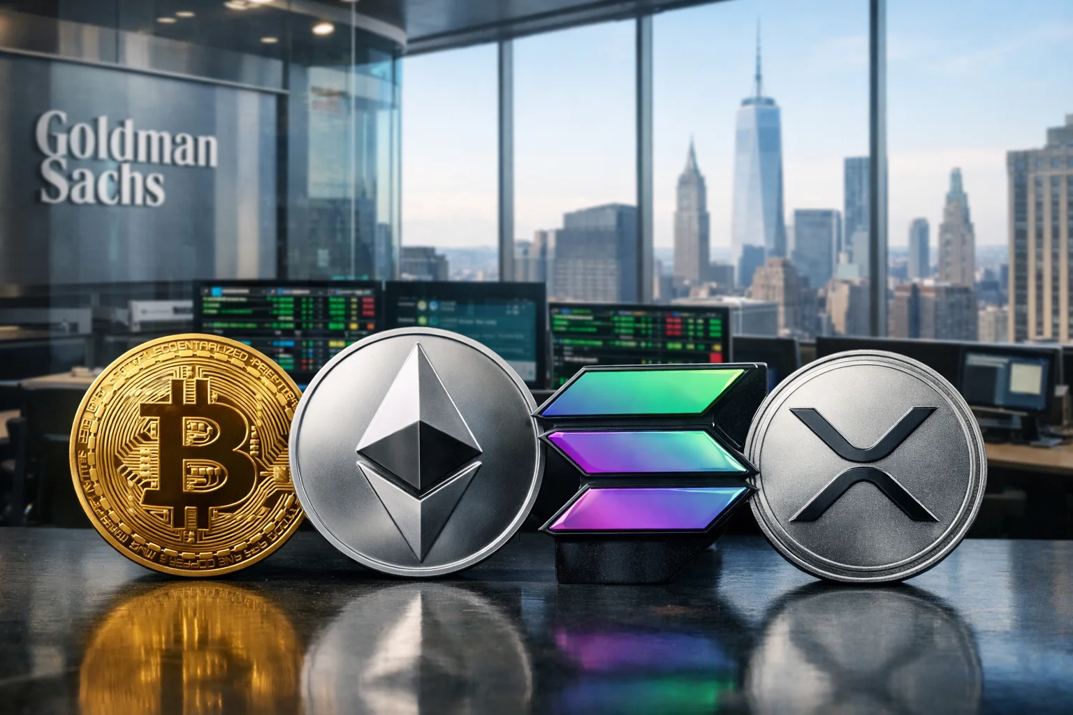 Goldman Sachs Bitcoin, Ethereum, SOL ve XRP’de Pozisyon Aldı